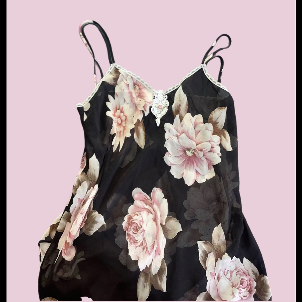 Floral Lace Trim Camisole Top